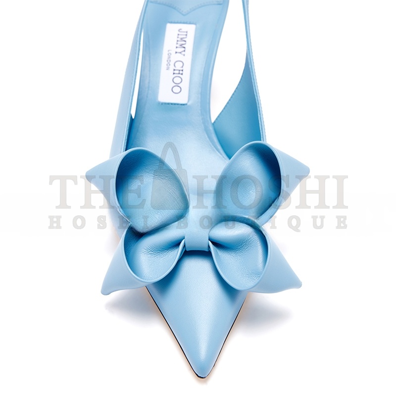 J1m*y Ch00 STAZ BOW EMBELLISHED LEATHER SLINGBACK PUMPS J000174436 Master Quality